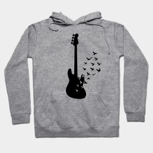 Bass Guitar Silhouette Turning Into Birds Hoodie